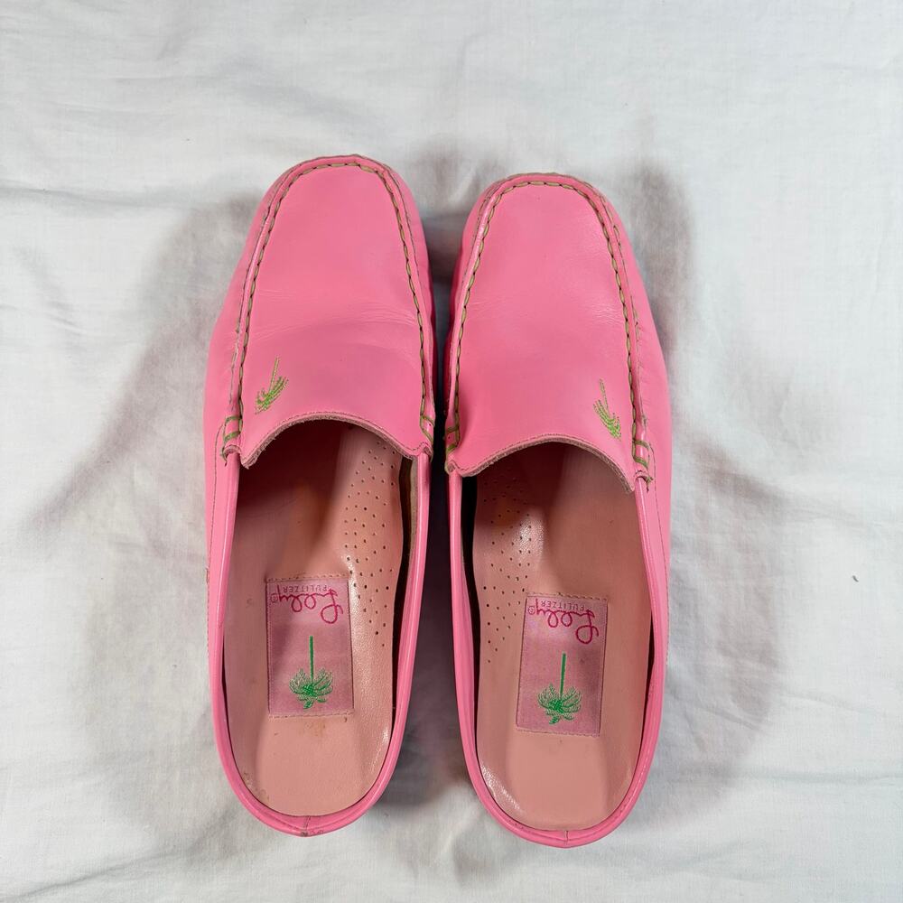 Lilly Pulitzer Womens pink leather loafer mules. Size 6M. preppy resort vacation - Picture 4 of 7